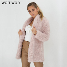 WOTWOY Winter Thick Warm Faux Fur Coat Women Casual Soft Long Fur Jacket Women 2018 Autumn Teddy Coat Female Pink Outerwear New 2024 - buy cheap