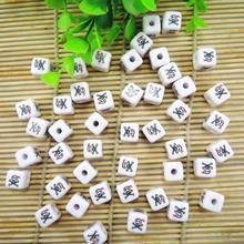 Wholesale 11*11mm White Skull Printed Cube Acrylic Loose Cubic Beads DIY Jewelry Making Accessories LB-46 2024 - buy cheap