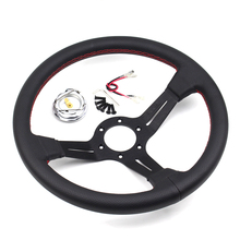 14inch 350mm Red Stitching Deep Dish Leather ND Drift Racing Sport Steering Wheel 2024 - buy cheap