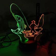 New Fishing 3d Vision Nightlight Creative Colorful Touch Charging Led Stereo 3d Lamp Gift Atmosphere Led Night Light 2024 - buy cheap