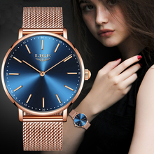 LIGE New Rose Gold blue Women Watch Business Quartz Watch Ladies Top Brand Luxury Female Wrist Watch Girl Clock Relogio Feminin 2024 - buy cheap