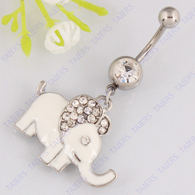 Navel ring body piercing jewelry epoxy Elephant Navel jewelry belly ring 14G 316L surgical steel Free shipping Nickel-free 2024 - buy cheap