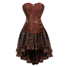 Corsé gótico Steampunk para mujer, vestido de cuero por encima del busto, corsés y corpiño, falda pirata de fiesta, talla grande, Burlesque Sexy marrón 2024 - compra barato