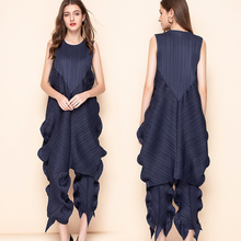 Miyake vestido de colete dobrado mori feminino costura elasticidade solta em forma de algas europeia e americana lazer personalidade verão 2024 - compre barato