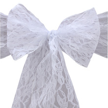 50pcs new design fashion white free shipping lace chair sash/chair sash/chair sash bow ,Wedding christmas party Decoration,HQ 2024 - buy cheap