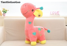 Brinquedo de pelúcia girafa adorável de desenho animado cerca de 35cm, boneco macio rosa de amor, presente de aniversário h0786 2024 - compre barato