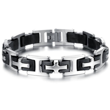 Fashion Cross Jewelry Black Silicone Stainless Steel Personality Men Bracelet Male Bangles 2024 - buy cheap