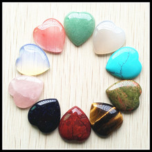 wholesale 10pcs/lot nature gem stone cabochons heart shape size 25mm fashion beads caps no hole for charms pendants making 2024 - buy cheap