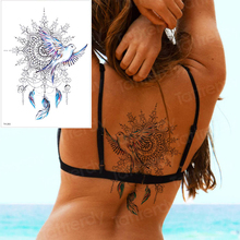Tatuaje de atrapa sueños mandalas de Henna tótem tatuaje temporal pegatina pluma impermeable tatuaje trasero arte corporal tatuaje falso 2024 - compra barato