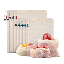 Reusable Produce Bags For Fruit,Veggies,Fridge Organizing,Toys,Lightweight&Drawstring,Double Stitched,Tare Weight Tag,Washable 2024 - buy cheap