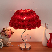 Luminária de mesa europeia com rosas e flores, abajur de cabeceira para decoração de festa, casamento, presente de dia dos namorados 2024 - compre barato