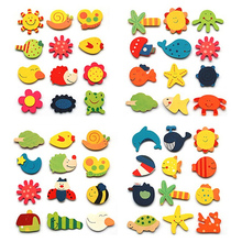 12pcs/lot Colorful Wooden Animal Cartoon Fridge Stickers Wooden Cartoon Fridge Magnets 40% off 2024 - купить недорого