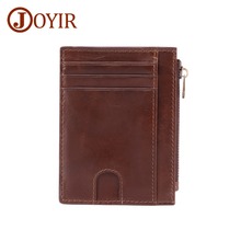 JOYIR-tarjetero de cuero genuino para hombre y mujer, cartera Vintage para tarjetas de identificación, de negocios, monedero 2024 - compra barato