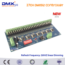 O envio gratuito de 27 canais dmx512 decoder, cada saída de freqüência 2 KHZ escurecimento linear, 27CH DMX controlador de LED para LED shtip luz 2024 - compre barato
