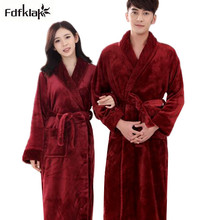 Fdfklak Couples Bathrobe Flannel Thick Warm Winter Robes Long Sleeve Man And Women Robe Sleepwear Home Clothes Bath Robes 2024 - buy cheap