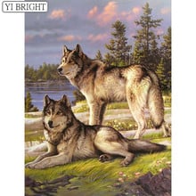 5D DIY Full Square Diamond Painting Cross Stitch Two wolves 3D Diamond Embroidery Rhinestone Mosaic Home Decoration 2024 - buy cheap