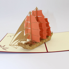 Tarjeta de felicitación y sobre de Barco Pirata para niño, tarjeta de visita, tarjeta postal de negocios, regalo de cumpleaños, 3D, hecho a mano 2024 - compra barato