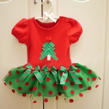Árvore de natal do bebê vestido da menina verde vermelho crianças xmas mas trajes meninas tutu vestidos dot infantil jumper roupas da criança 1-4 anos 2024 - compre barato