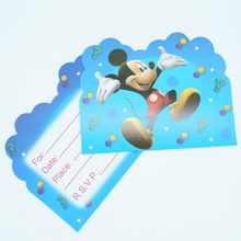 Tarjeta de invitación de dibujos animados de Disney, Mickey Mouse, cartón decorativo para fiesta de cumpleaños, suministros para niños, 10 unids/lote 2024 - compra barato