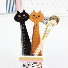 1PCS Creative Wood Straight Ruler Black Yellow Lovely Cat Shape Ruler Gift for Kids Student Stationery Office School Supplies 2024 - buy cheap
