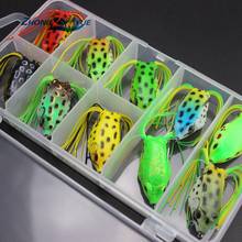 Free shipping 10pcs 10colors 5.5g 4cm Topwater Frog Hollow Body Soft Fishing Lures  Bass Hooks Baits Tackle Set and Tackle Box 2024 - buy cheap