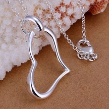 fine silver plated pendant 925-sterling-silver jewelry bright heart pendants necklace for women men +chain SP080 2024 - buy cheap