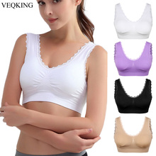 VEQKING Women Lace Sports Bras,M-3XL Plus Size Breathable Push Up Fitness Underwear Gym Yoga Vest Short Tops 2024 - buy cheap