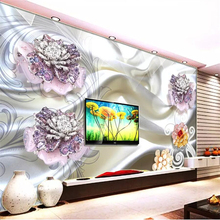 beibehang Custom 3d wallpaper papel de parede 3d Silk Bead Decorative Relief Flower Mural TV Background Wall paper papier peint 2024 - buy cheap