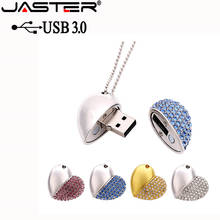 JASTER USB 3.0 Flash Drive Diamond Pendrive Heart-shape Jewelry 4GB 8GB 16GB 32GB 64GB USB Stick Pen Drive Free Logo Printing 2024 - buy cheap
