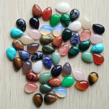 2017 Fashion hot selling assorted natural stone water drop CAB CABOCHON teardrop charms beads 10x14mm wholesale 50pcs/lot free 2024 - buy cheap