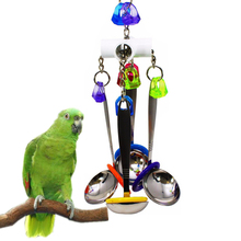 Bird Toys Swing Parrot Cage Spoon Bell Hanging Climb Pet Parrot Toys Cockatiel Parakeet Bird Bites Chew Toys Wholesale 2024 - buy cheap