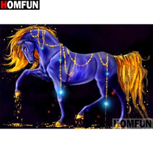 HOMFUN-pintura de diamante 5D DIY "Caballo de dibujos animados", bordado de diamantes de imitación cuadrados o redondos, estilo punto de cruz 5D, decoración del hogar, A14623 2024 - compra barato