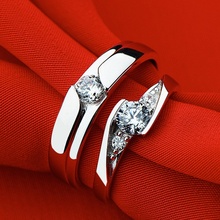 1 Pair S925 Forever Love Crystal Couple Rings Wedding Band His And Her Promise Rings Engagement Couple Set 2024 - buy cheap
