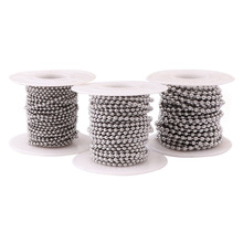 Cadena de bolas de cuentas de acero inoxidable, 5 metros, 1,5mm, 2mm, 2,4mm, 3mm, cadenas de joyería a granel, llavero, collar, joyería de moda 2024 - compra barato