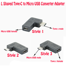 Переходник L-образный с Type-C на Micro USB, переходник под углом 90 градусов с правым и левым углом от Type C до Micro USB, разъем «Мама» или «папа» 2024 - купить недорого