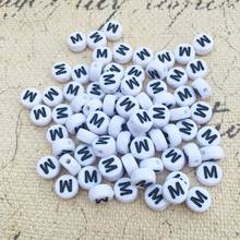 Free Shipping 500PCS/Lot 4*7MM Flat Coin Round Shape Acrylic letter Beads Single Initial M Printing Plastic Alphabet Beads 2024 - buy cheap