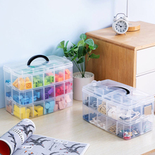 Caja de almacenamiento de joyas multicapa, organizador de joyas transparente de plástico, caja de acabado de escritorio, cajas de almacenamiento de juguetes para niños divididas 2024 - compra barato