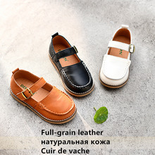 Sapatos casuais infantis de couro bovino, sapatos para meninos e meninas de couro legítimo 2024 - compre barato