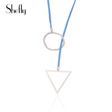 Statement Geometric Pendants Necklace Multi-layer Blue Rope Chain Personality Necklace Jewelry For Women Collares Largos De Moda 2024 - buy cheap