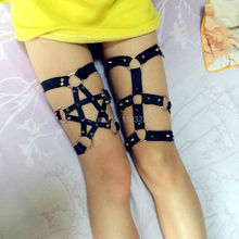 Stars Garter Pentagram Leg Garter Pentacle Leg Loop Handmade Harajuku Punk Studded Faux Leather Belts 2024 - buy cheap