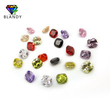 Free Shipping 5*5mm~10*10mm Cushion Cut Color Cubic Zirconia Yellow, Pink, Garnet, Black, Purple, Lavender CZ Stone 2024 - buy cheap