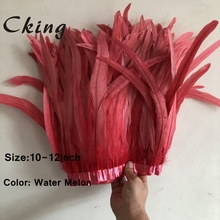 Tiras de plumas de pollo de melón de agua de 10-12 pulgadas con plumas naturales y reales para decoración de materiales de costura 2024 - compra barato