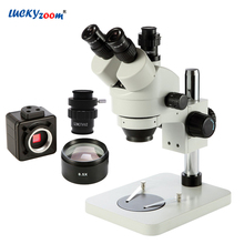 Lucky Zoom 3.5X-45X Stereo Trinocular Microscope 0.5X Objective Len 5MP CMOS USB Camera Accessories 1/2 CTV Adapter 2024 - buy cheap