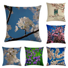 45cm*45cm Plant Cherry Blossom pattern linen/cotton throw pillow covers couch cushion cover home decorative pillows 2024 - buy cheap