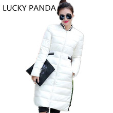 PANDA SUERTE 2016 MUJER nuevo invierno mujeres cuello de la chaqueta hasta la rodilla femenina delgada gruesa chaqueta LKB009 2024 - compra barato