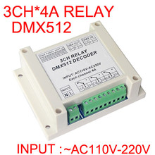 Decodificador controlador de relé 3ch 3 canais dmx512 com 3 entradas de 3 graus, interruptor de relé