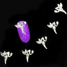 10 шт. серебряные сказочные украшения для ногтей с кристаллами, 3d металлические подвески, украшения для ногтевого дизайна, блестящие алмазы, новые Мультяшные аксессуары 2024 - купить недорого