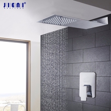 JIENI Polished Chrome Rainfall Bathroom Square Rain Shower Head Faucet Bathroom Control Mixer Wall Mounted Shower Set Faucet 2024 - buy cheap