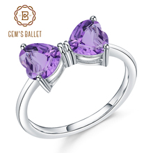 GEM'S BALLET 925 Sterling Silver Bow Knot Ring 1.56Ct Natural Amethyst Heart Shape Rings For Women Valentine's Day Gift Jewelry 2024 - buy cheap