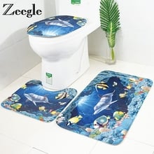 Zeegle-alfombra de baño estampada Undersea World, alfombrilla de baño antideslizante, absorbente, para suelo de baño, 3 uds. 2024 - compra barato